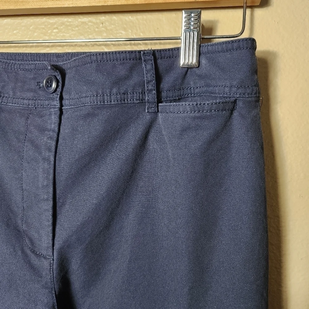Talbots Womens Navy High Rise Wide Leg Chino Crop Pants-Size 8